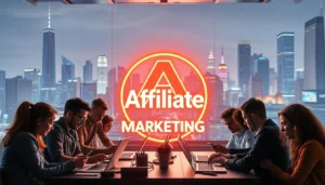 trabalho em equipe com marketing de afiliados em ambiente digital