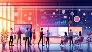 Equipe analisando gr&aacute;ficos e estrat&eacute;gias para come&ccedil;ar no marketing de afiliados.