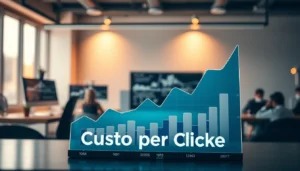 Gr&aacute;fico de crescimento representando t&eacute;cnicas para reduzir o custo por clique.