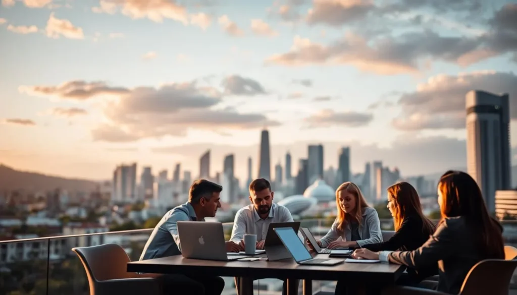 Equipe analisando campanhas de tráfego pago e estratégias de marketing digital