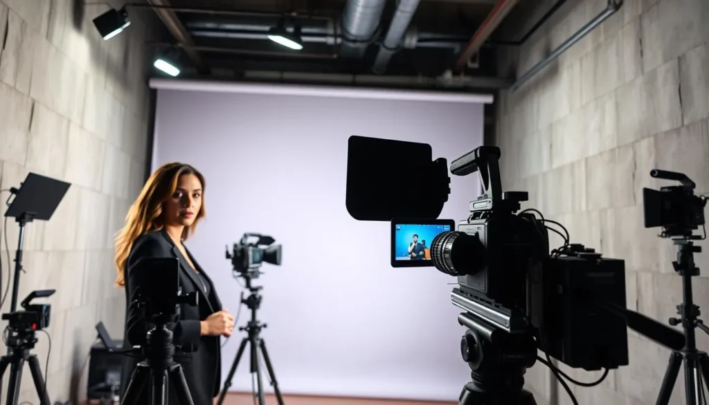 Criação de vídeos para marketing digital em estúdio profissional