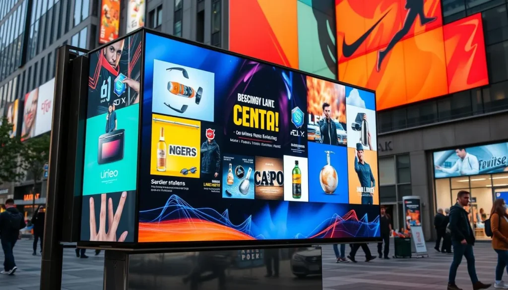 Anúncios em vídeo exibidos em telas digitais de alta visibilidade