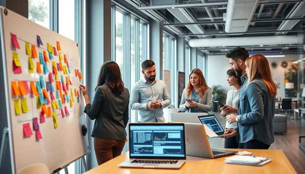 Planejamento de campanhas de anúncios com equipe de marketing