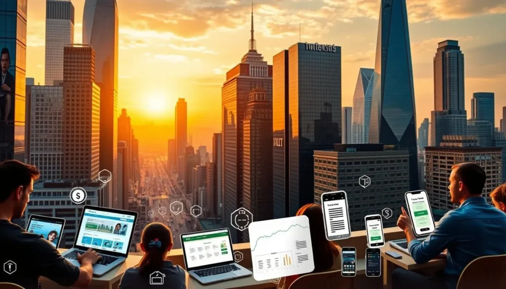 Pessoas trabalhando online para ganhar dinheiro na internet