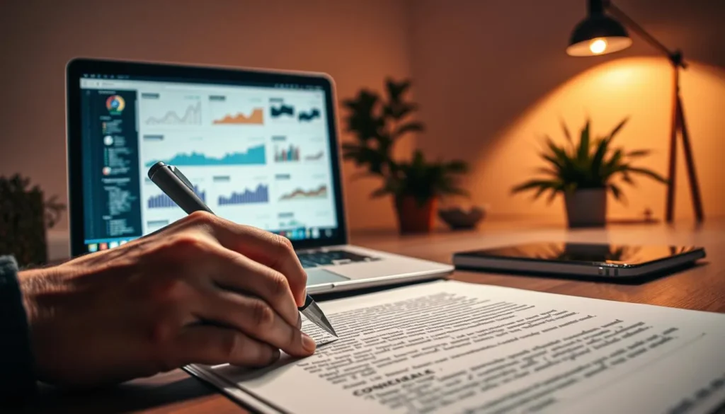 Criação de conteúdo digital com análise de dados no computador