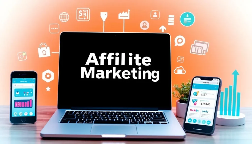 Plataformas de afiliado exibidas em dispositivos digitais