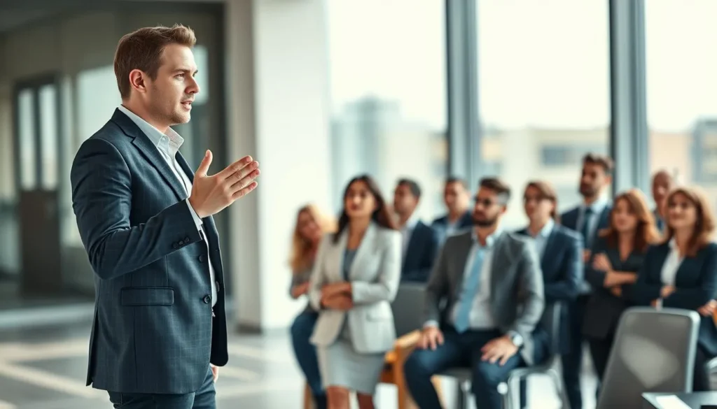 Exemplo de persuasão em apresentação para público profissional