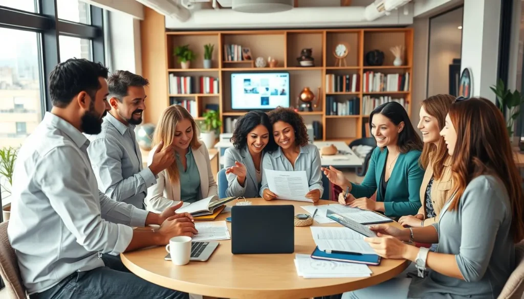 Grupo de pessoas reunidas em ambiente acolhedor discutindo e compartilhando ideias
