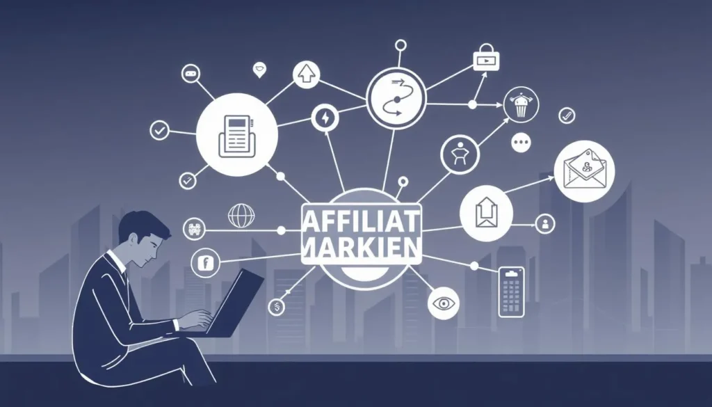 Pessoa usando notebook com sistema de marketing de afiliados