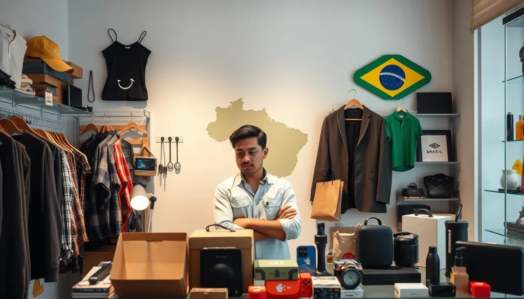 Empreendedor organizando produtos para dropshipping nacional no Brasil