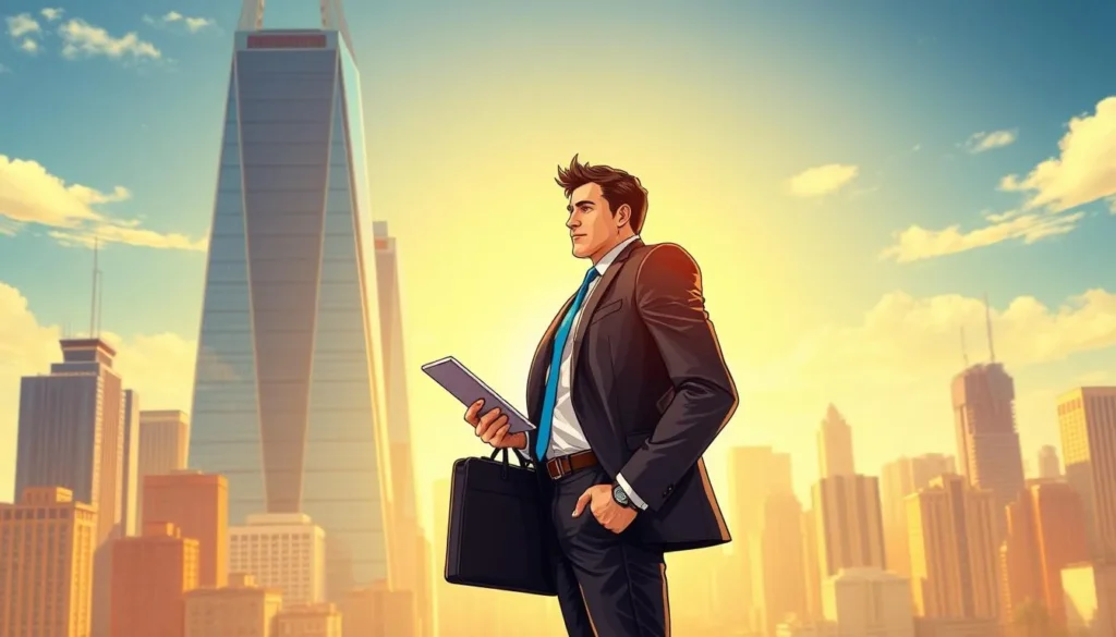 Afiliado de sucesso em ambiente urbano representando alto desempenho