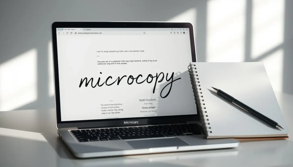 Notebook com microcopy estratégico para aumentar conversões