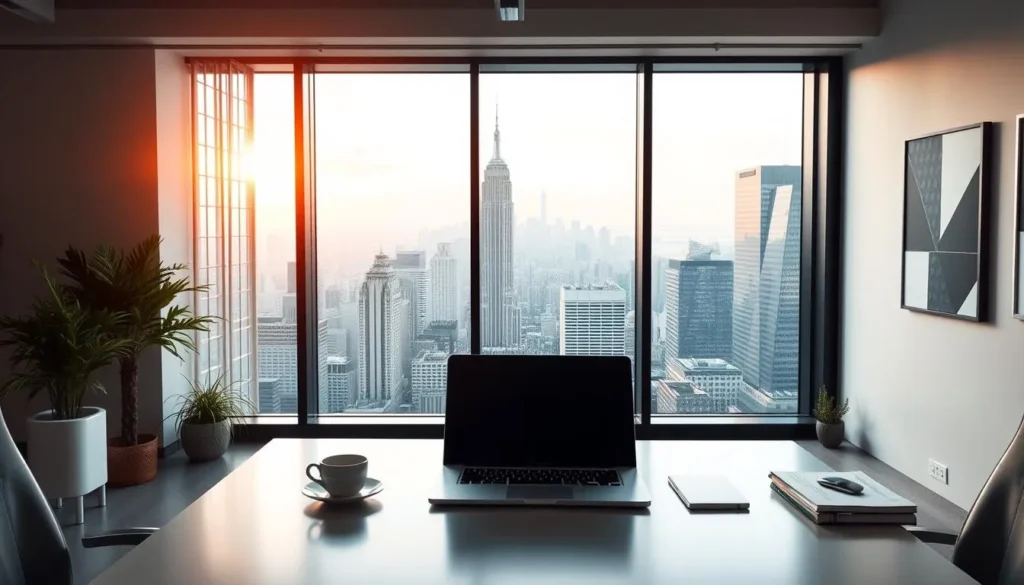 Ambiente de trabalho moderno representando afiliados digitais