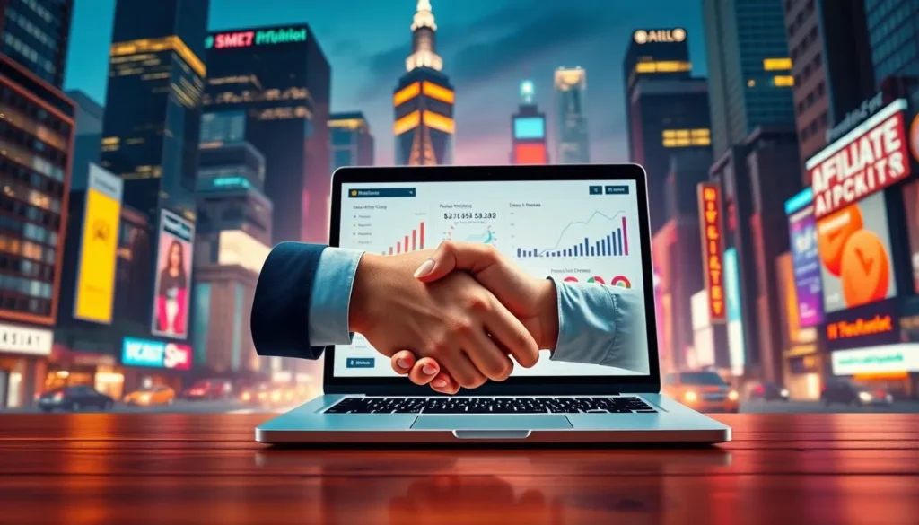 Parceria de afiliado aprovada com aperto de mãos digital