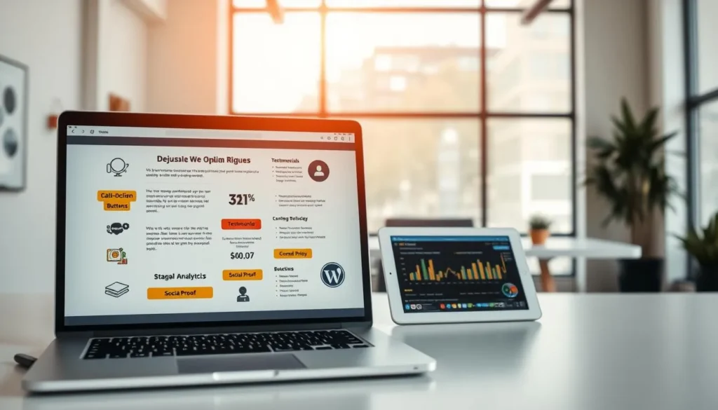 Página de vendas com elementos de persuasão digital e métricas