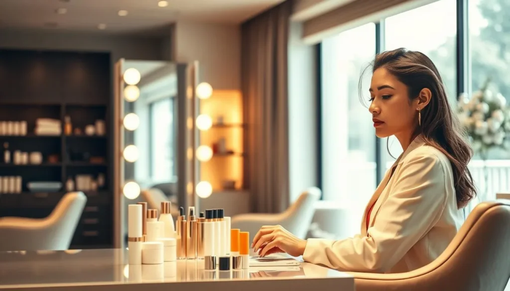 Profissional da área estética trabalhando estratégias de copywriting para estética e beleza.