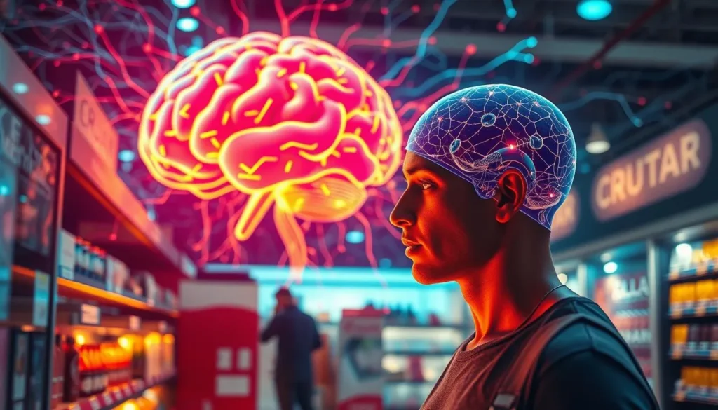 Neurociência representando cérebro e conexões neurais em ambiente tecnológico