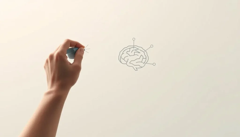 Mão desenhando cérebro representando gatilhos psicológicos