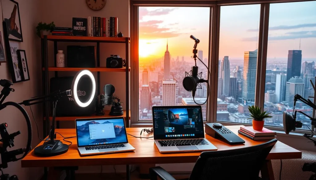 Estúdio caseiro para criação de conteúdo no YouTube