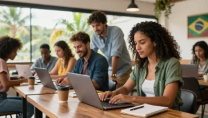 Pessoas trabalhando online para renda extra na internet