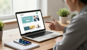 Pessoa acessando plataformas para ganhar dinheiro online no notebook