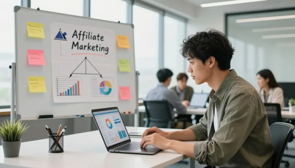 Pessoa trabalhando como afiliado Hotmart com análise de dados