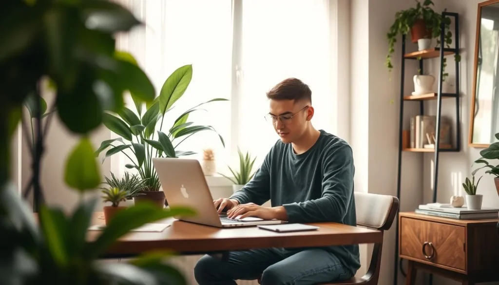 Ganhar dinheiro na internet trabalhando de casa no notebook