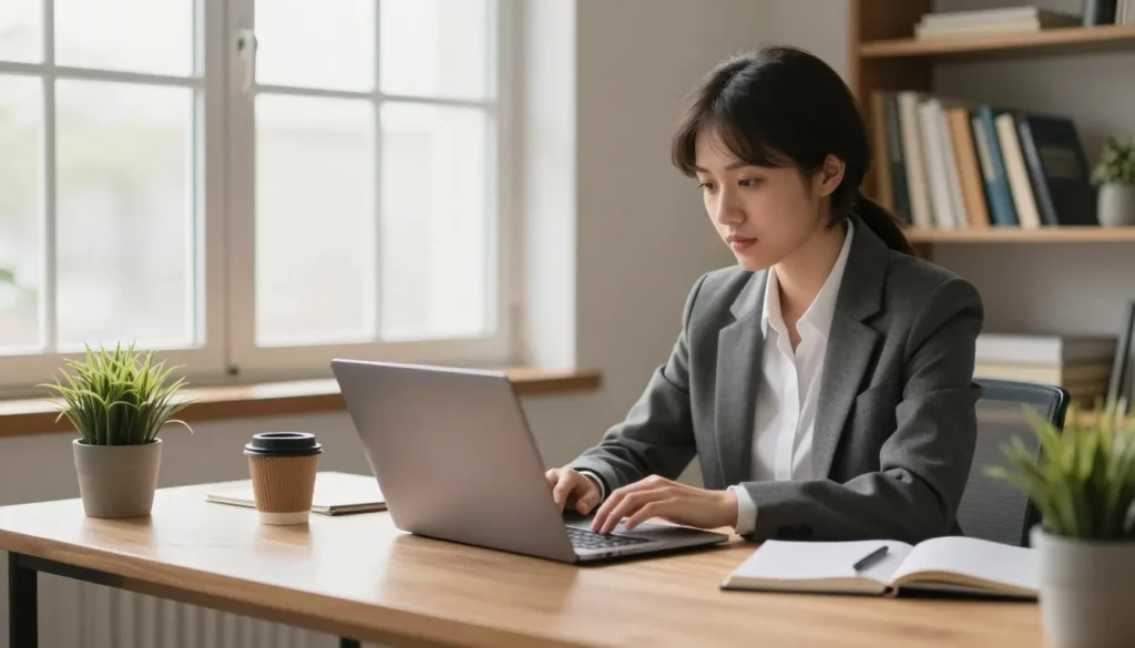 Mulher trabalhando em plataformas para ganhar dinheiro no notebook