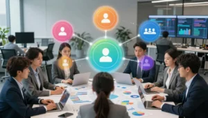 Equipe analisando estratégias de tráfego pago em ambiente corporativo