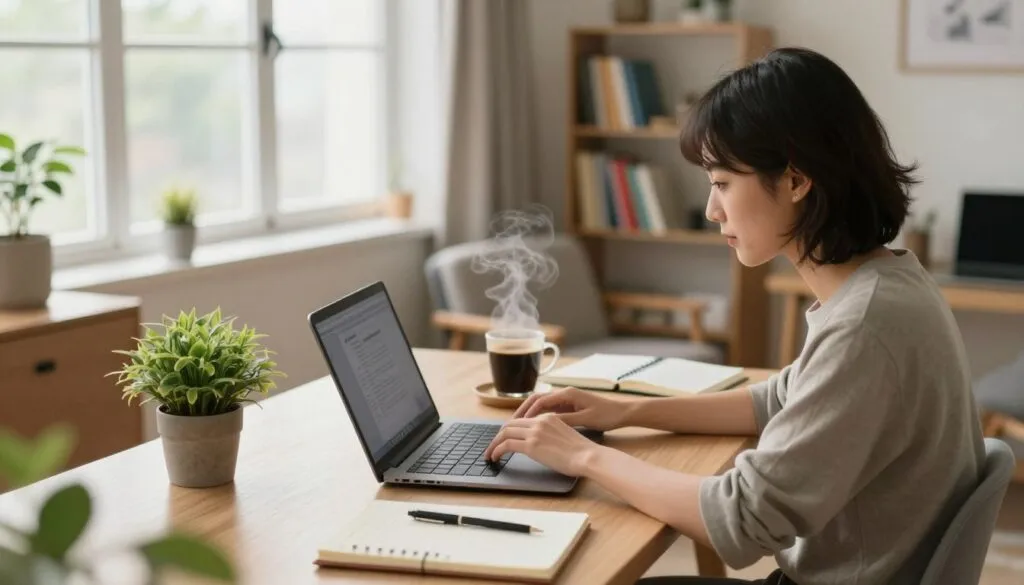 Pessoa trabalhando em casa para renda extra na internet