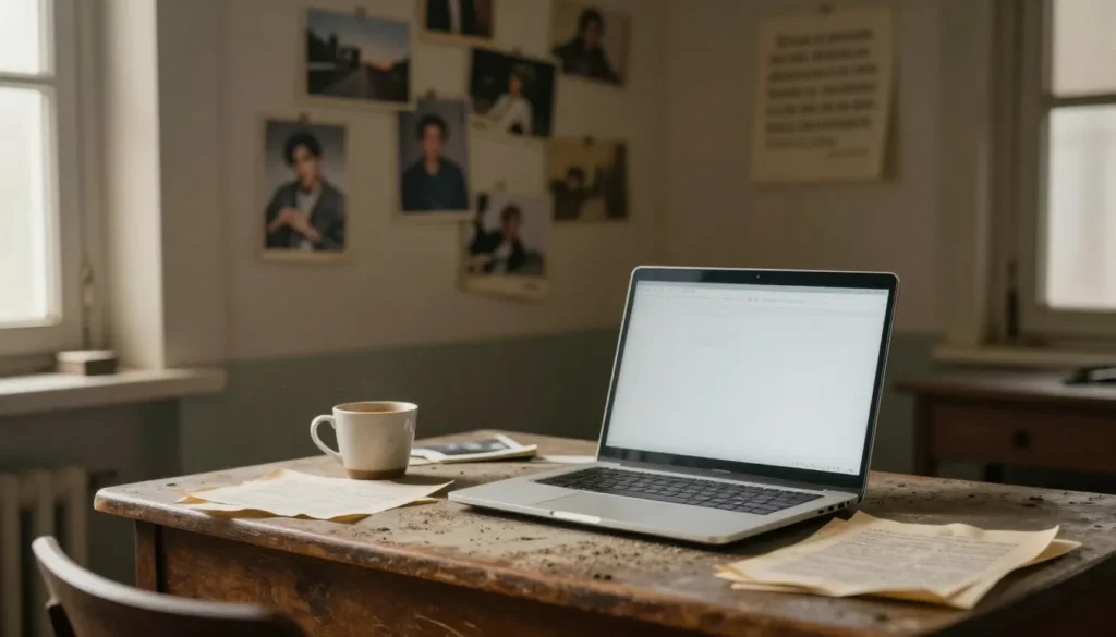 Notebook sobre uma mesa com documentos, representando estratégias para transformar um blog parado em uma fonte de renda online.