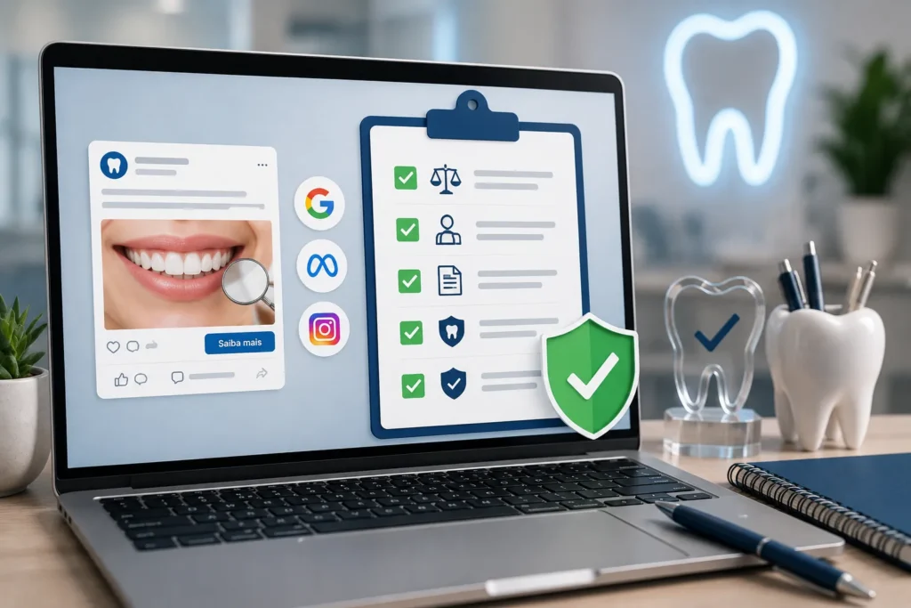 Tr&aacute;fego pago para cl&iacute;nicas odontol&oacute;gicas com an&uacute;ncio digital seguindo normas &eacute;ticas e boas pr&aacute;ticas para divulga&ccedil;&atilde;o de servi&ccedil;os odontol&oacute;gicos.