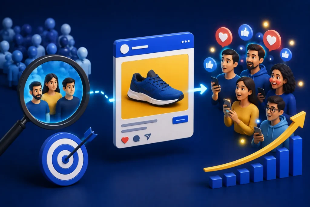 Público selecionado interagindo com um anúncio de produto e demonstrando interesse