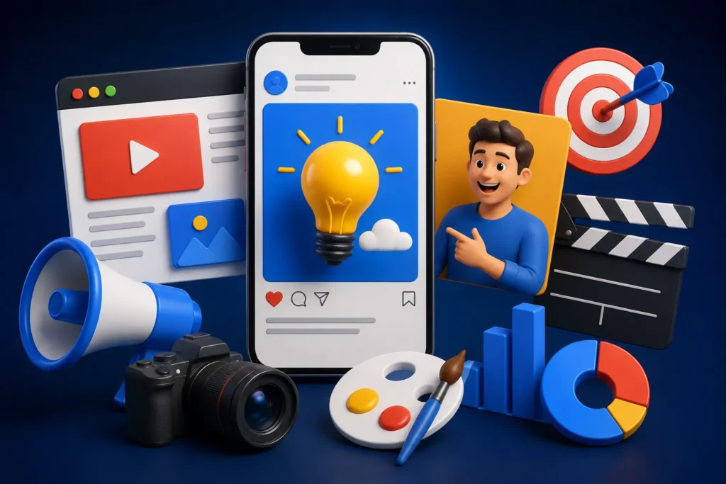 Elemento visual criado para apresentar uma ideia de forma atrativa em uma campanha digital